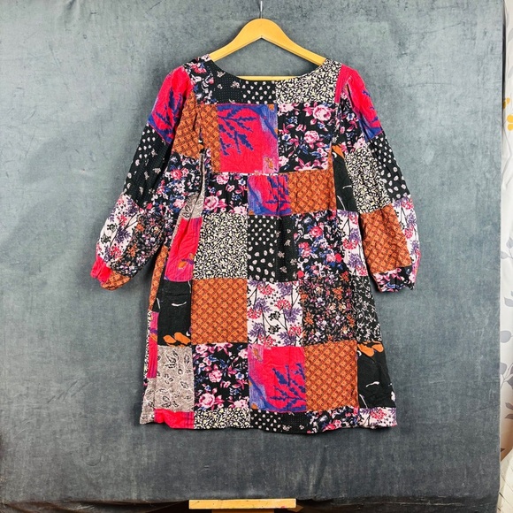 EUC Anthropologie One September x Arcata Patchwork Floral Peasant Boho Dress L** - Picture 9 of 12